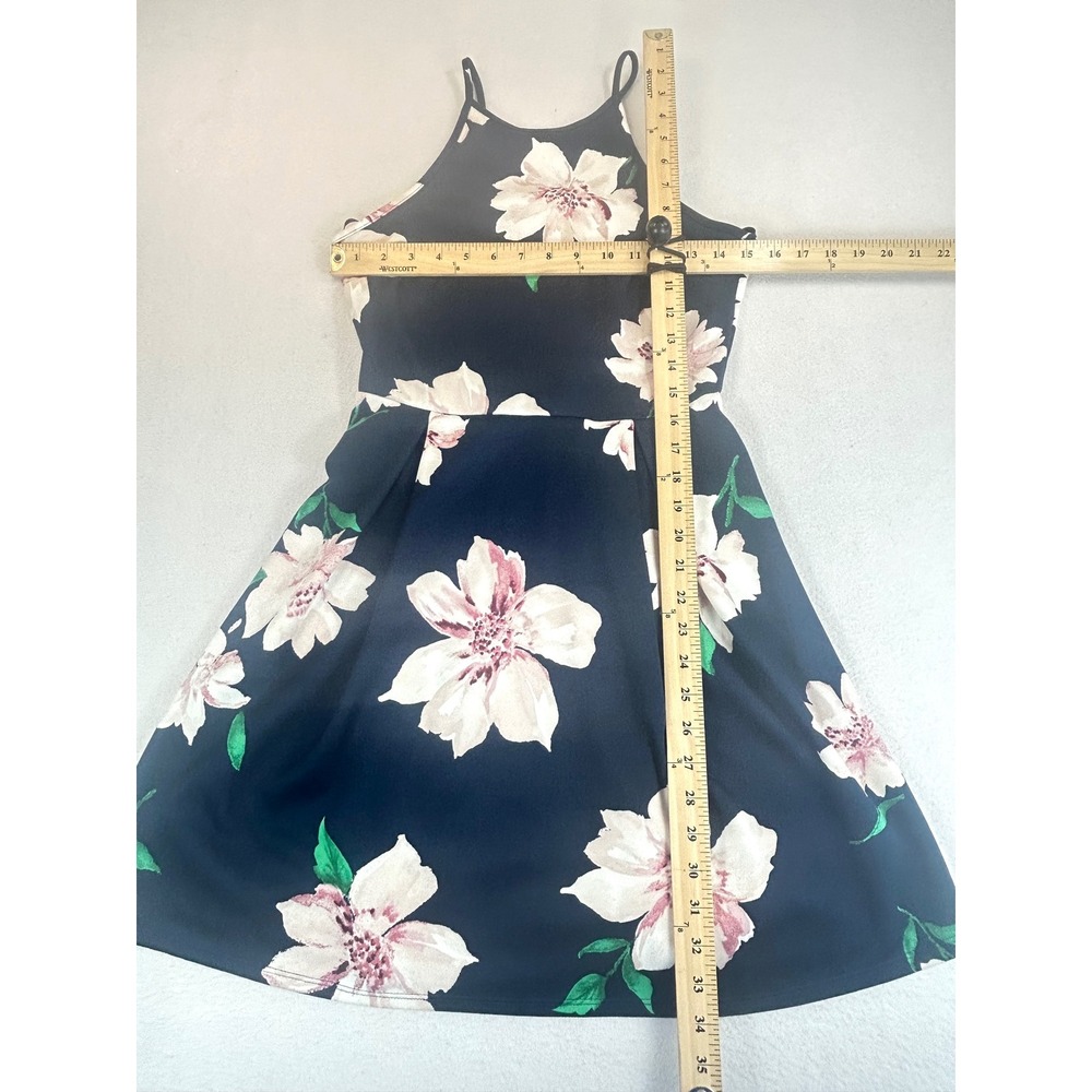 Monteau Fit and Flare Dress Women Medium Navy Blue Floral Wedding Guest 500223 - Picture 3 of 9